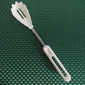 Pasta Spoon Slotted Cooking Serving White Spaghetti Retro MCM Vintage Korea